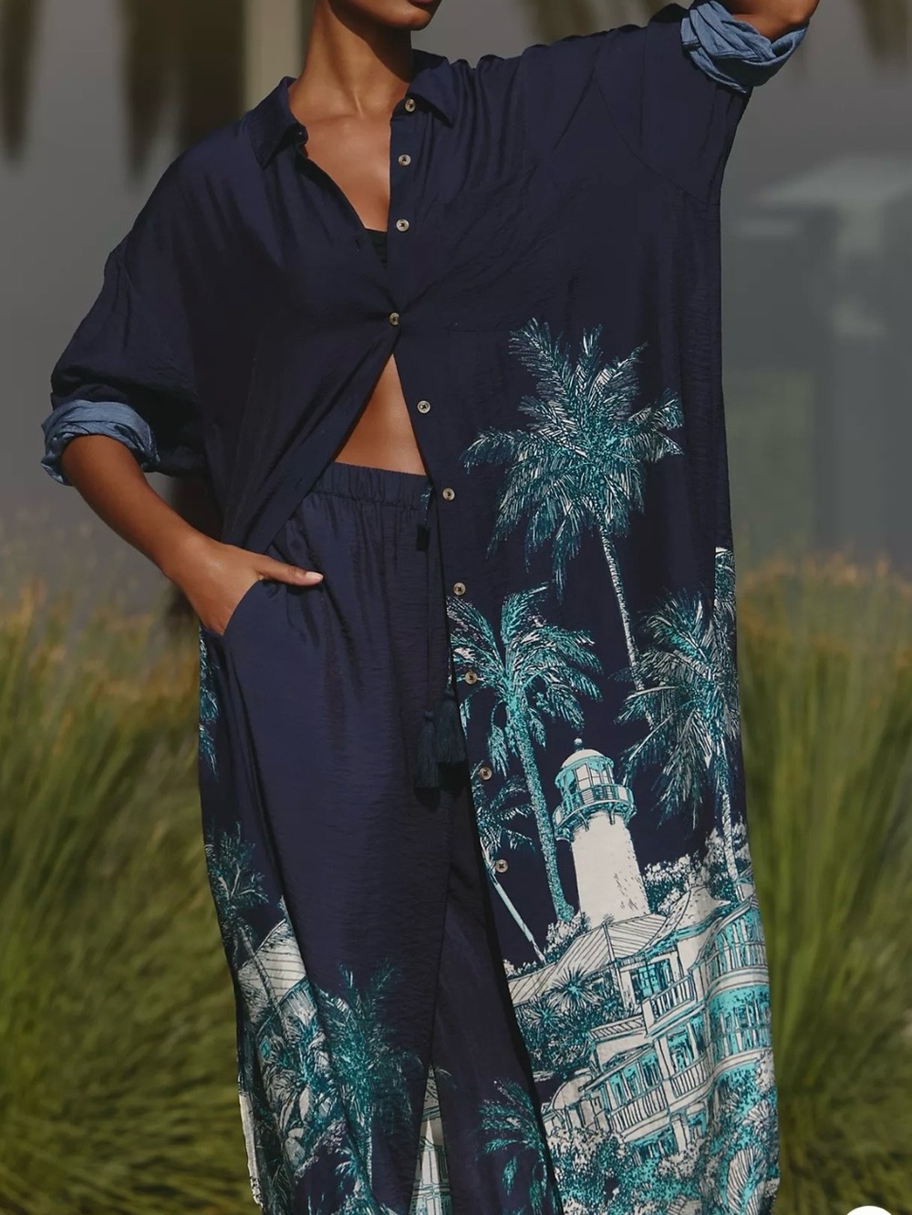 Anthropologie Celandine Long Sleeve Sheer Maxi Shirt Dress Size 3X NWT